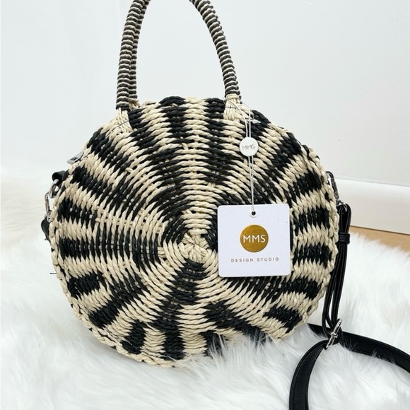 NWT MMS Design Studio White&black Straw Purse - Picture 5 of 8